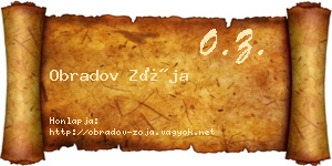 Obradov Zója névjegykártya